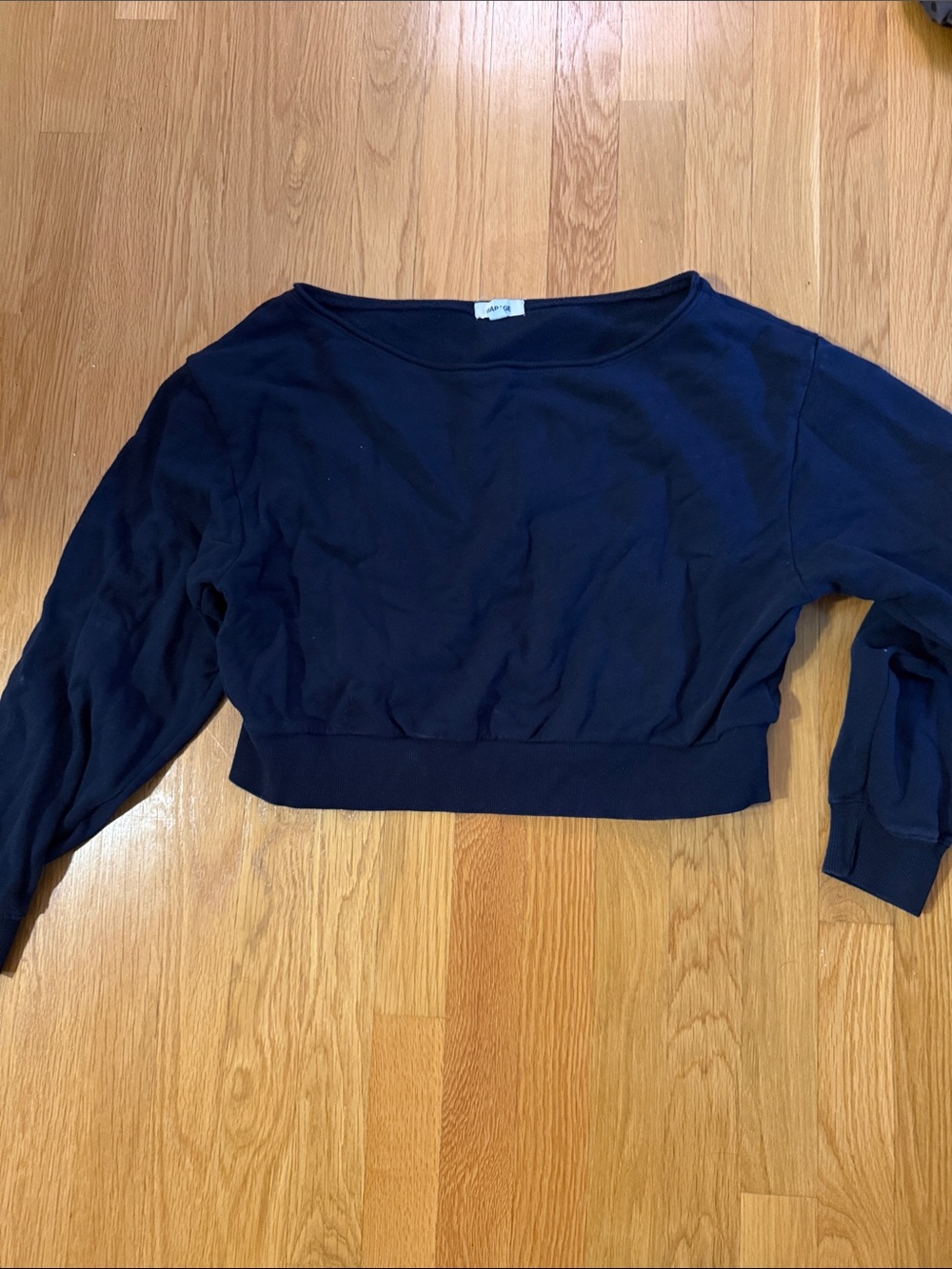 Garage off the shoulder Cropped Long-Sleeve Women's Top - Navy